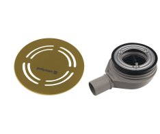 Polysan Flexia Vaničkový Sifon, Průměr 90mm, Dn40, Kruhová Krytka Zlato Mat