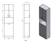 Aqualine Simplex Economy Vysoká Skříňka S Košem 50x180x30cm