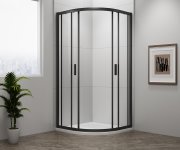 Polysan Easy Black čtvrtkruhová Sprchová Zástěna 800x800mm, L/r, čiré Sklo
