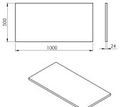 Sapho Plato Deska Rockstone 1000x24x500mm, Bílá Mat