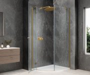 Polysan Globe Gold Matt čtvrtkruhový Sprchový Kout 800x900mm, čiré Sklo, Levé