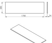 Sapho Plato Deska Rockstone 1700x24x500mm, Bílá Mat