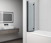 Polysan Rota Black Vanová Zástěna Skládací 900mm, čiré Sklo