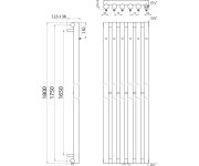 Sapho Pilon Otopné Těleso 418x1800mm, Se šesti Háčky Pro Ručník, černá Mat