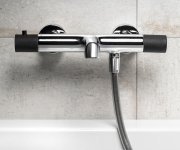 Sapho Solaris Nástěnná Vanová Termostatická Baterie, Chrom/černá Mat