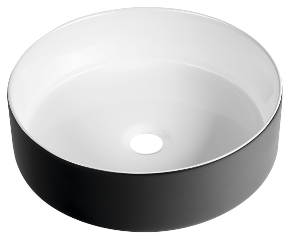 Sapho Fiastra Keramické Umyvadlo Na Desku, ø 40cm, Bílá/černá Mat