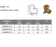 Nástěnné Koleno Cu 22mm X 3/4" 07666MZ22-34