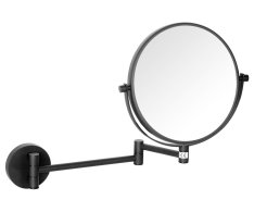 Sapho X-round Black Kosmetické Zrcátko Závěsné, ø 200mm, Oboustranné, černá Mat