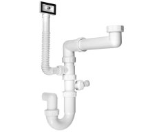 Bruckner Dřezový Sifon šetřící Místo S Přepadem A Odbočkou 6/4", Dn40, Bílá