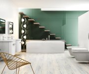Vanová baterie na okraj vany Rosa, 3-otvorová - napouštění vodopád - RS 025.00CR Vanová stojánková 3-otvorová baterie se sprchovým setem, vodopád, chrom X07P003