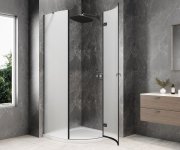 Polysan Globe Gun Metal čtvrtkruhový Sprchový Kout 900x900mm, Matné Sklo, Pravé