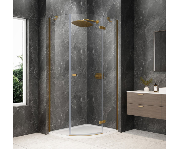 Polysan Globe Gold Matt čtvrtkruhový Sprchový Kout 1000x900mm, čiré Sklo, Pravé