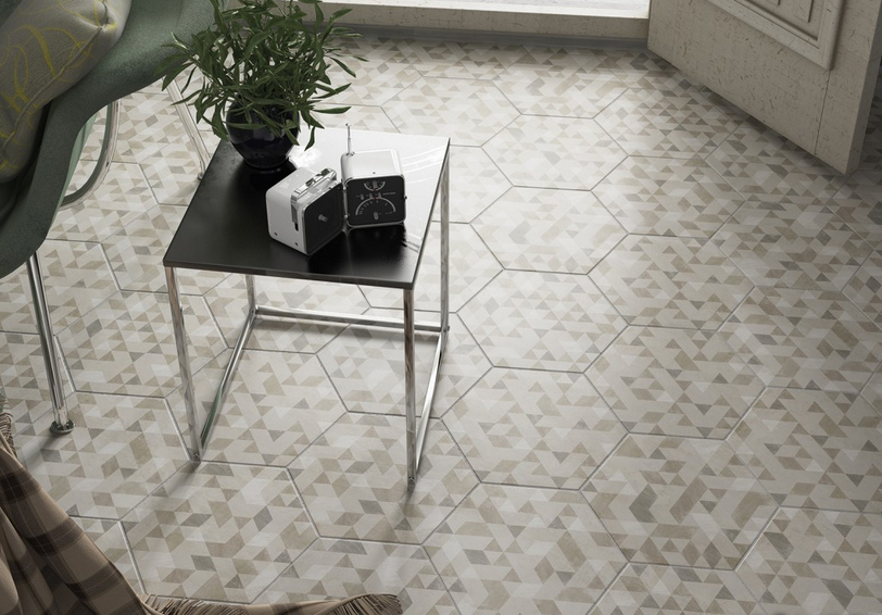 Realizace Béžová hexagonální dlažba se vzorem Equipe Urban