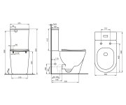 Sapho Avis Wc Kombi, Vortex Rimless, Spodní/zadní Odpad, Bílá