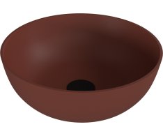 Polysan Banera Round Umyvadlo Na Desku, Litý Mramor, Průměr 39cm, Hnědá Mat