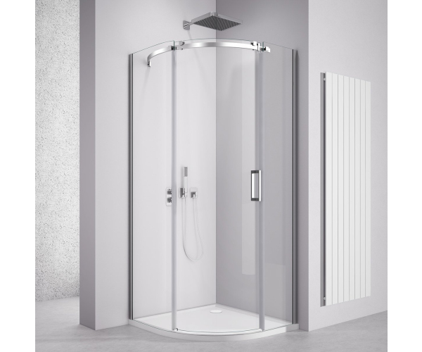 Polysan Thron Square čtvrtkruhová Sprchová Zástěna 900x900mm, čiré Sklo, Levá