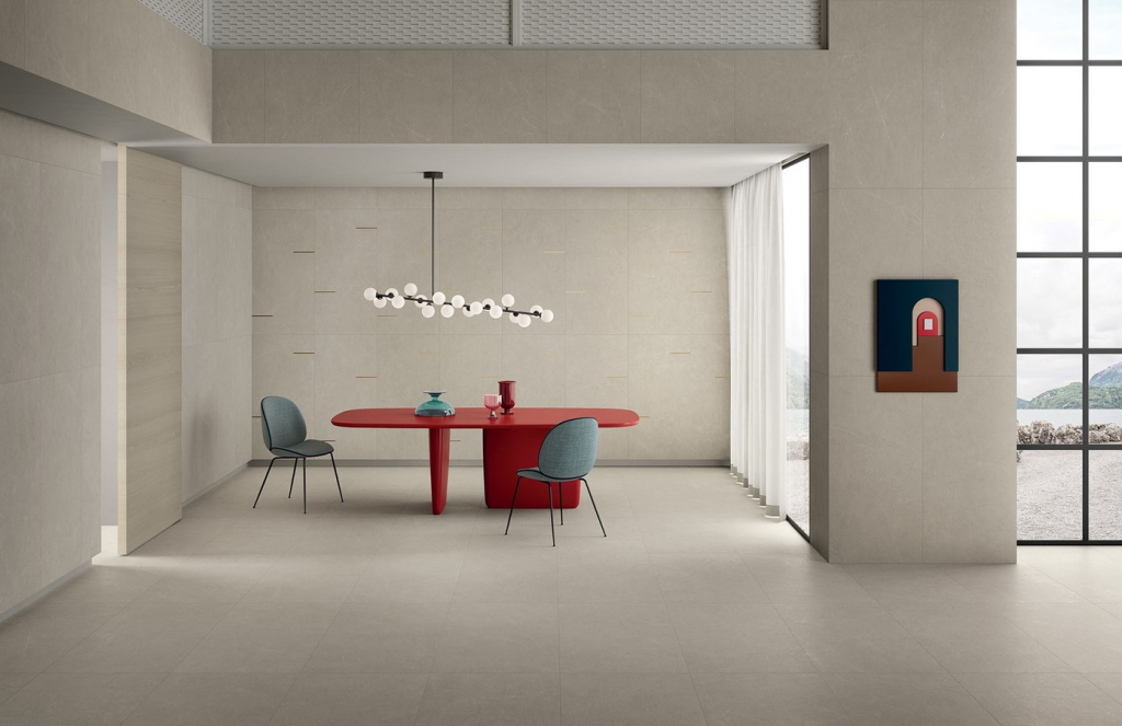 Realizace Béžová KOMERČNÍ jídelna v imitaci kamene Marca Corona Arkistone