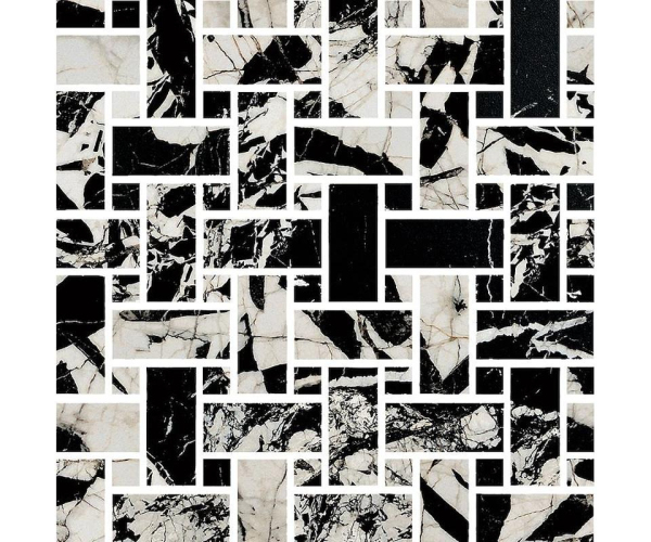 Dlažba jako kámen Fioranese Prestige Mosaico WEAVE Black Antique Effect 30x30 Luc. Rett.