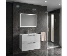 Sapho Set Koupelnová Skříňka Cirasa 80cm S Umyvadlem A Led Zrcadlem, 2x Zásuvka, Bílá Lesk