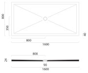 Gsi Keramická Sprchová Vanička, Obdélník 160x80x2cm, Cenere Mat
