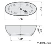 Polysan Noya Volně Stojící Vana, Solid Surface, 170x76x56cm, Bílá Mat