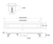 Mereo Odtokový Sprchový žlab 80 Cm, Vč. Roštu Strip