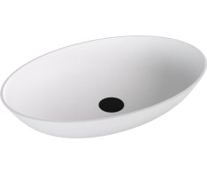 Polysan Banera Oval Umyvadlo Na Desku, Litý Mramor, 60x40cm, Bílá Mat