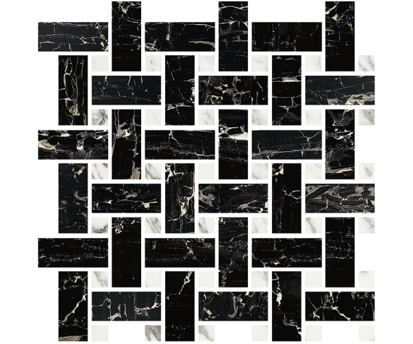 Dlažba jako kámen Fioranese Prestige Mosaico WEAVE Portoro Effect 30x30 Luc. Rett.