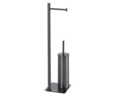 Gedy Trilly Stojan S Držákem Na Toaletní Papír A Wc štětkou, Hranatý, Gun Metal