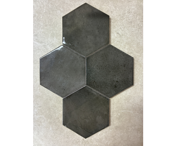 Retro dlažba Equipe Hanoi Black Ash 12,4x10,7 HEX - antracitová (skladem)