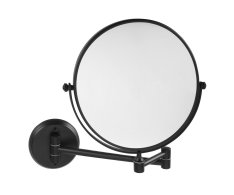 Sapho X-round Black E Kosmetické Zrcátko Závěsné, ø 200mm, Oboustranné, černá Mat