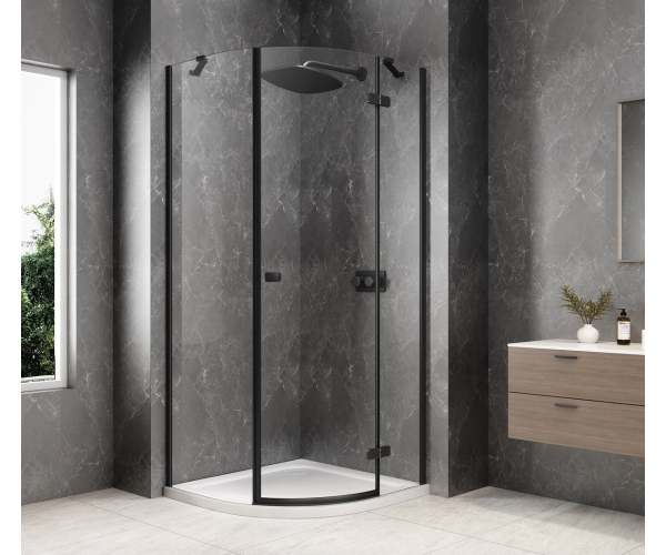 Polysan Globe Black čtvrtkruhový Sprchový Kout 900x900mm, čiré Sklo, Pravé