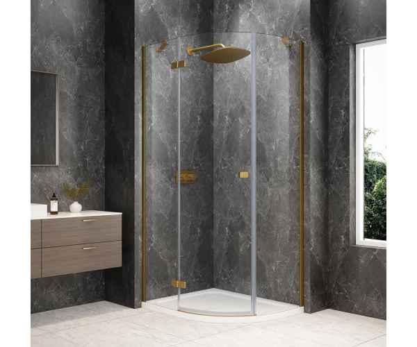 Polysan Globe Gold Matt čtvrtkruhový Sprchový Kout 1000x800mm, čiré Sklo, Levé