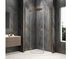 Polysan Globe Gold Matt čtvrtkruhový Sprchový Kout 1000x800mm, čiré Sklo, Levé
