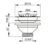 Výpust Dřezová 6/4" S Nerezovou Mřížkou Pr.115 Mm ALC-A37