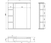 Aqualine Korin Strip Zrcadlo S Led Osvětlením A Policemi 60x70x12cm