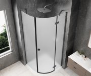 Polysan Globe Gun Metal čtvrtkruhový Sprchový Kout 1000x1000mm, Matné Sklo, Pravé