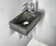 Sapho Blok Kamenné Umývátko 40x22cm, Baterie Vpravo, Antracit