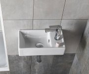 Sapho Minos Keramické Umývátko 40x22cm, Baterie Vpravo, Bílá