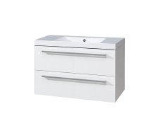Mereo Bino, Koupelnová Skříňka S Umyvadlem Z Litého Mramoru 101 Cm, Bílá