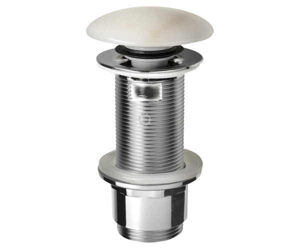 Sapho Blok Umyvadlová Výpust 5/4“, Click-clack, Zátka Leštěný Bílý Mramor