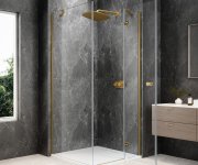 Polysan Globe Gold Matt čtvercový Sprchový Kout 900x900mm, čiré Sklo, Pravé