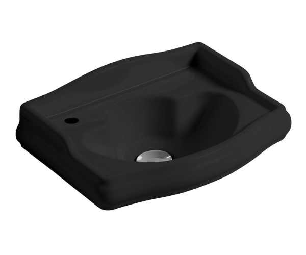 Kerasan Retro Keramické Umývátko 41x30cm, Otvor Pro Baterii Vlevo, černá Mat