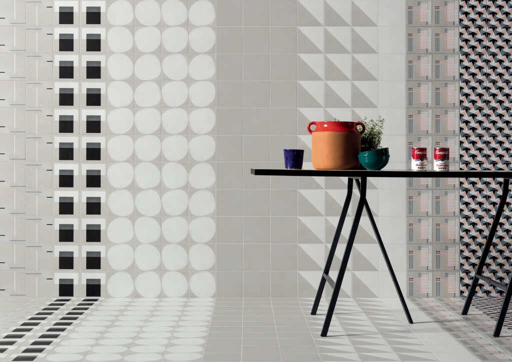 Realizace HRAVÉ geometrické tvary s podkladem betonu 41zero42 Futura