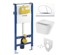 Mereo Wc Set - Smart Flush Rimless Wc Oblé, Modul Pro Sádrokarton, Bílé Oválné Tlačítko