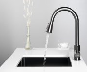 Sapho Mikela Stojánková Dřezová Baterie S Výsuvnou Sprškou, Gun Metal
