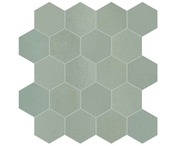 Mozaika jako beton Marca Corona Vulcanica Esagone Verdirame 31x30,3 (6,6x7,6) Nat. - zelená