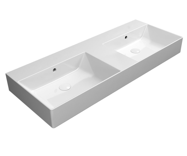 Gsi Kube X Keramické Dvojumyvadlo 120x47cm, Bez Otvoru, Bílá Extraglaze