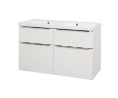 Mereo Mailo, Koupelnová Skříňka S Umyvadlem Z Litého Mramoru 121 Cm, Bílá, Chrom Madlo