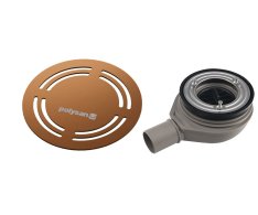 Polysan Flexia Vaničkový Sifon, Průměr 90mm, Dn40, Kruhová Krytka Měď Mat